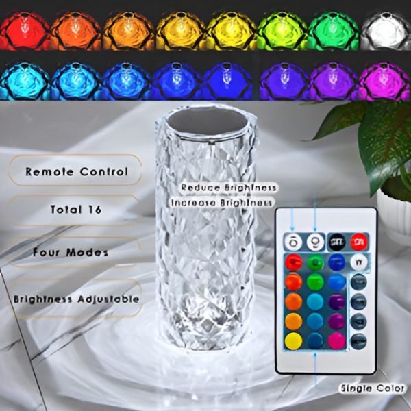 16 Colors Diamond Rose Crystal Lamp